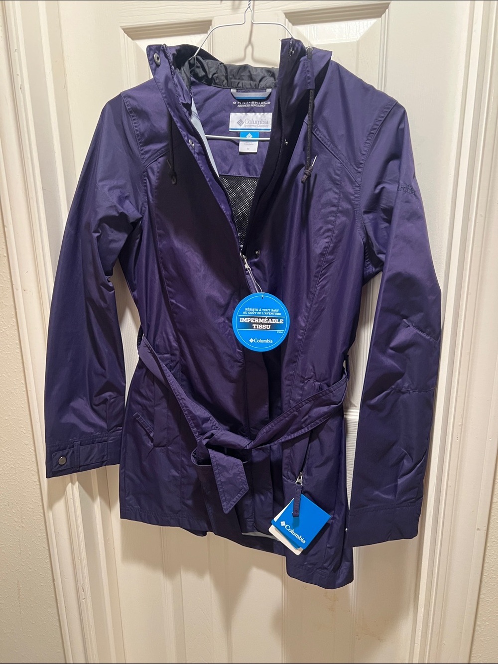 Columbia Women's Deep Purple Waterproof Trench Coat with Belt